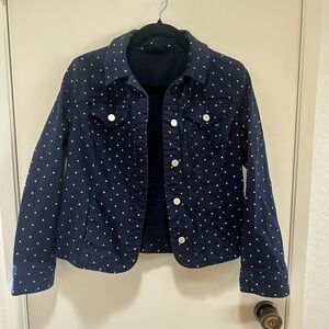 Women’s Jean jacket - blue with white polka dots